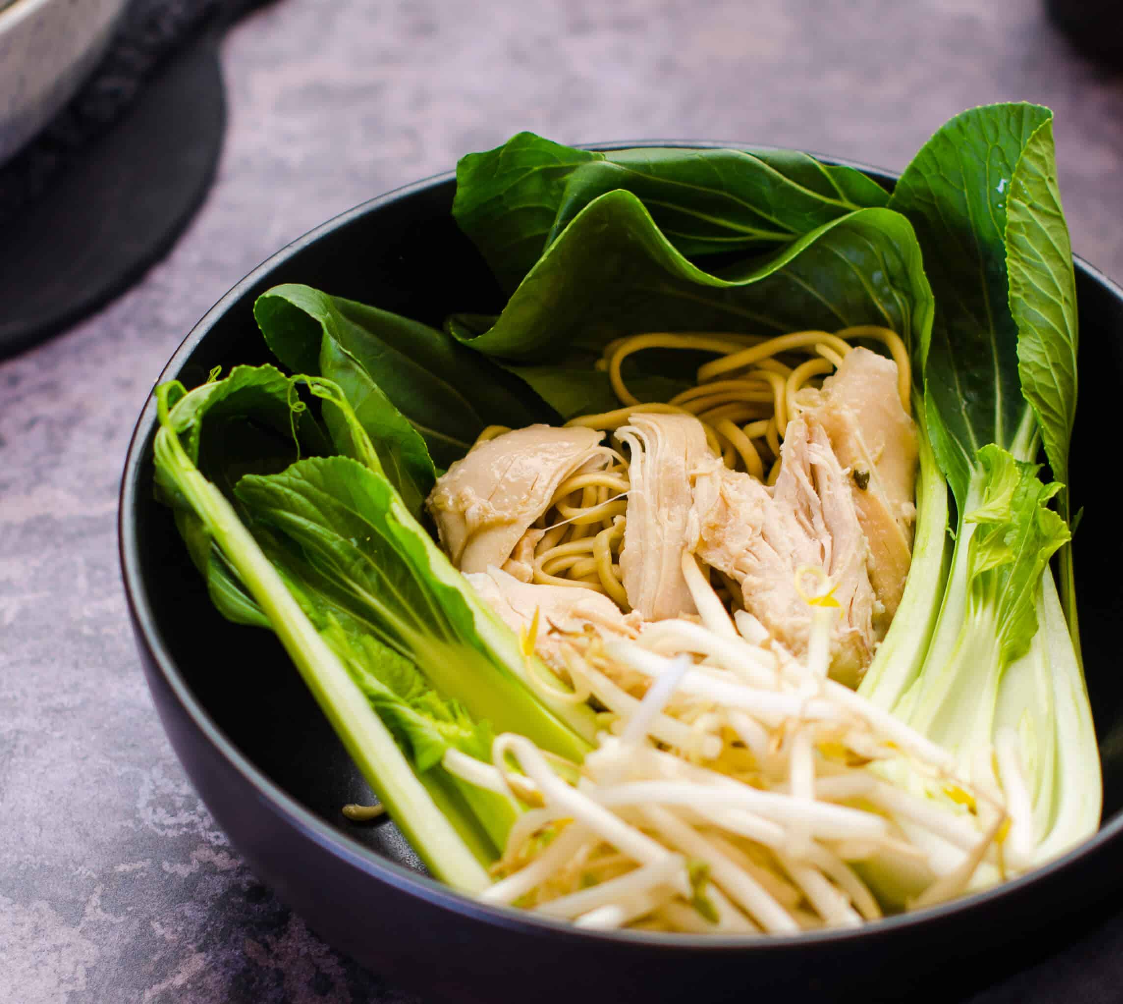 Chicken noodle soup closeup