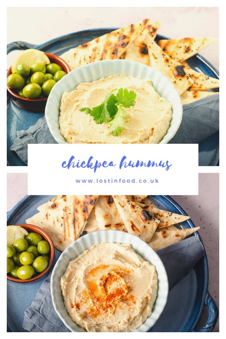 chickpea hummus and flatbreads collage for Pinterest