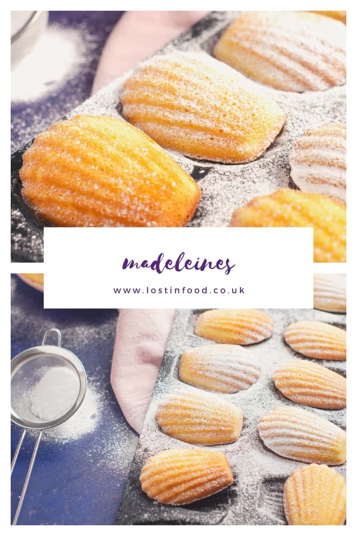 pinterest graphic of madeleines