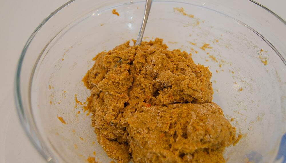 Pumpkin spice scone mixture ready to be formed into individual scones or one large one.