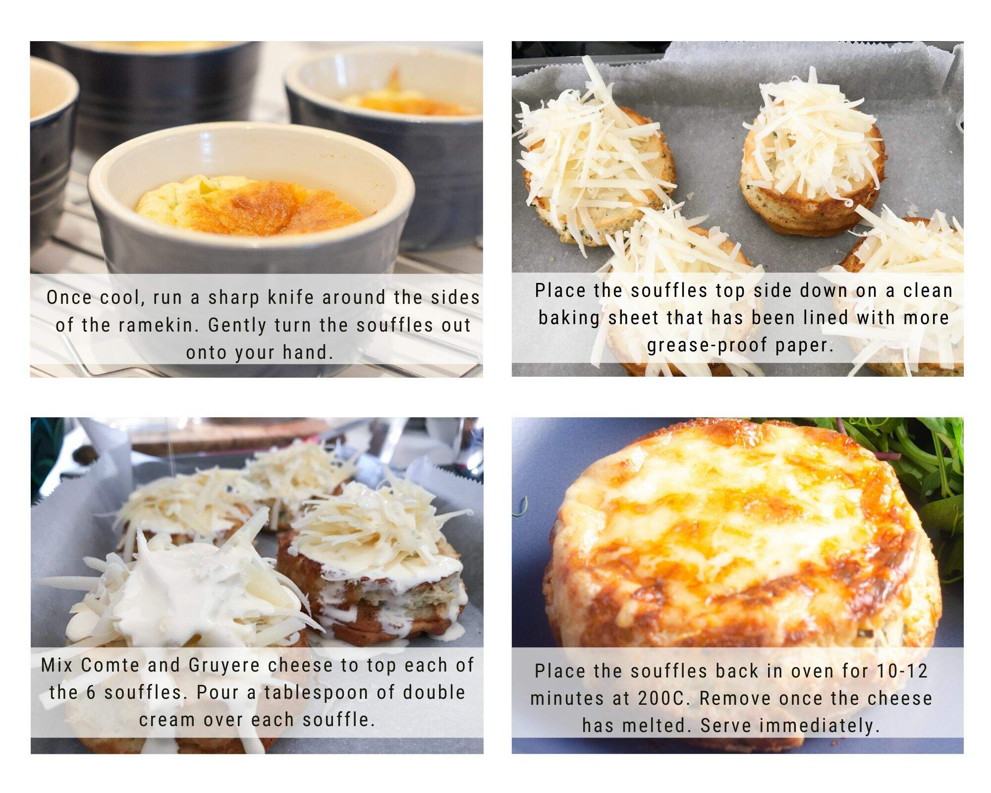 How to make twice baked cheese souffle step by step process by Lost in Food.