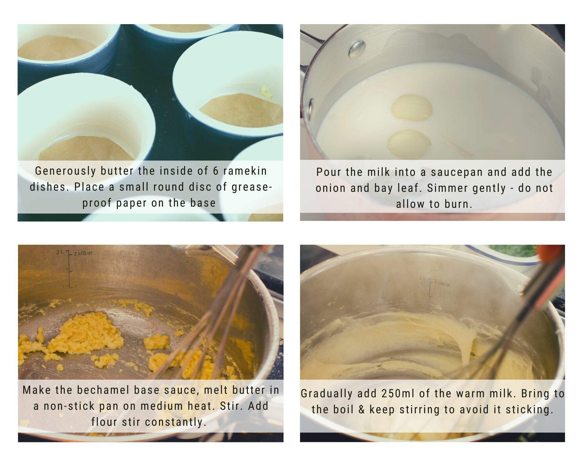 Step by step how to make twice baked cheese souffles by Lost in Food.