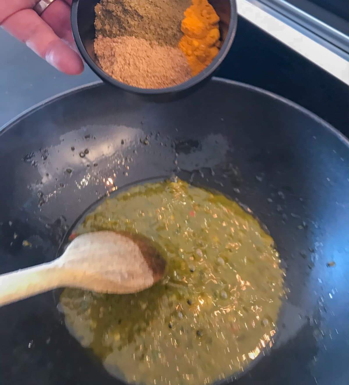 How to make vegetable & coconut curry but starting with cooking the paste down then adding dried spices.