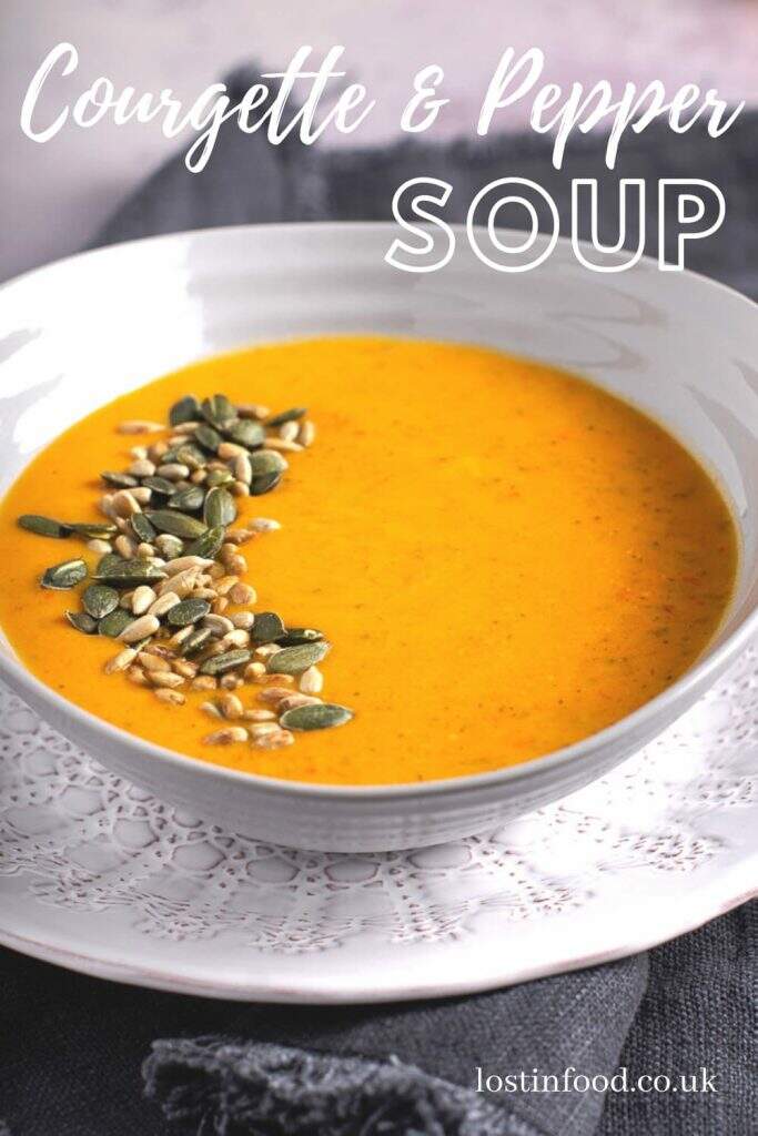 Courgette and pepper soup is a great homemade soup to have on the table within 30 minutes and feeds a hungry crowd anytime.