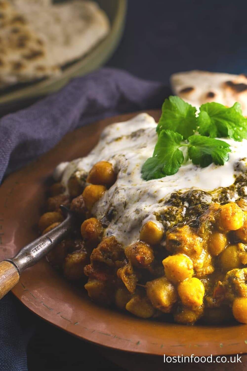 easy chickpea curry with spinach and yogurt Lost in Food
