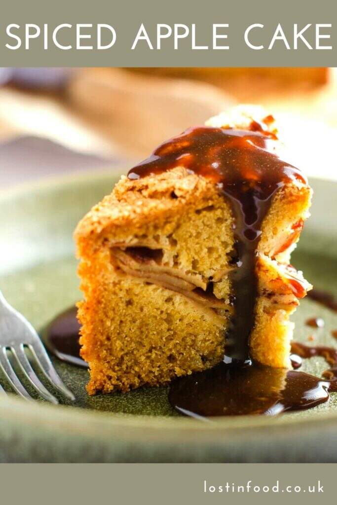 Apple & Cinnamon cake drizzled with toffee sauce