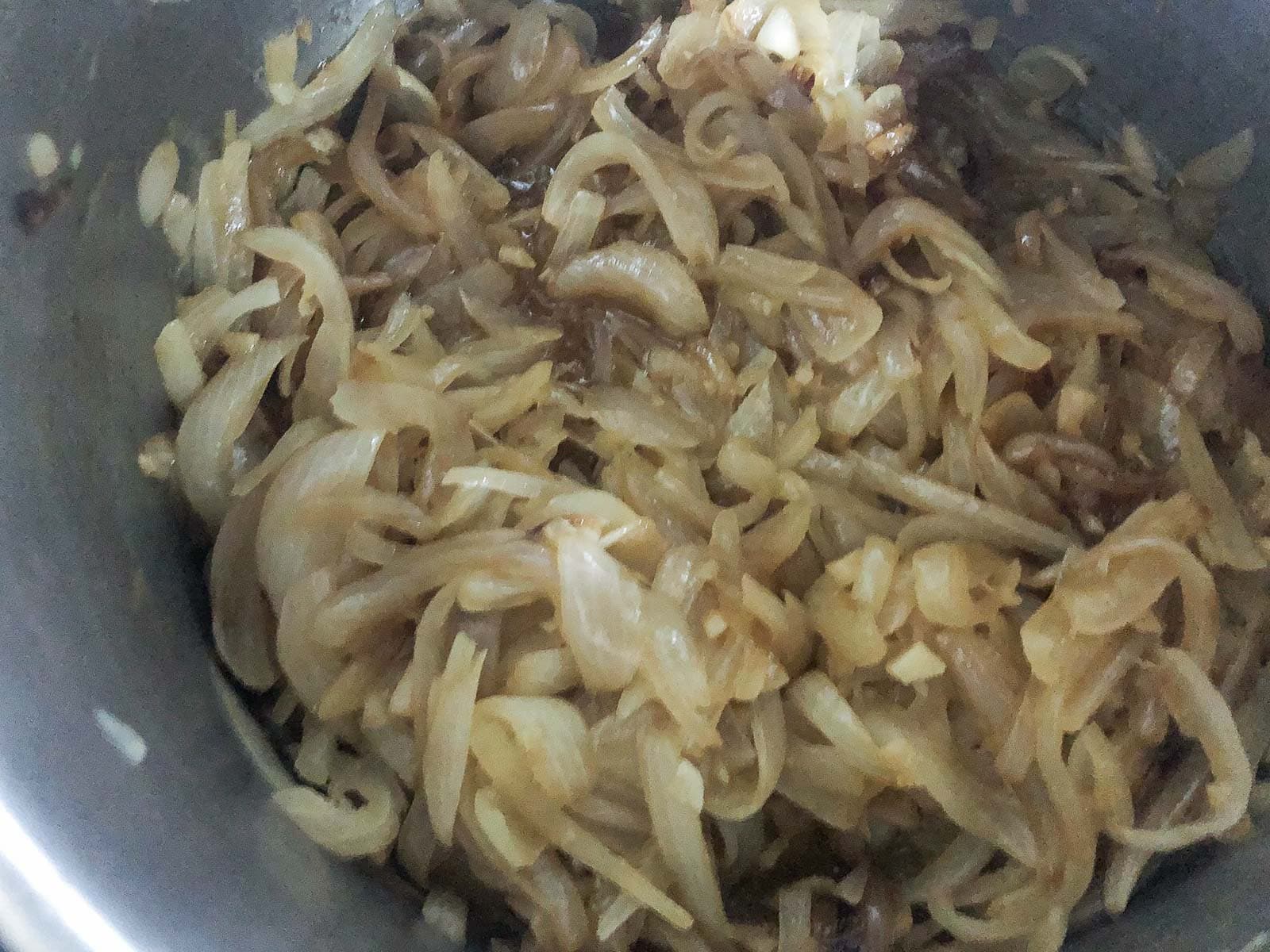 Sautéed sliced onions cooked until just slightly golden.