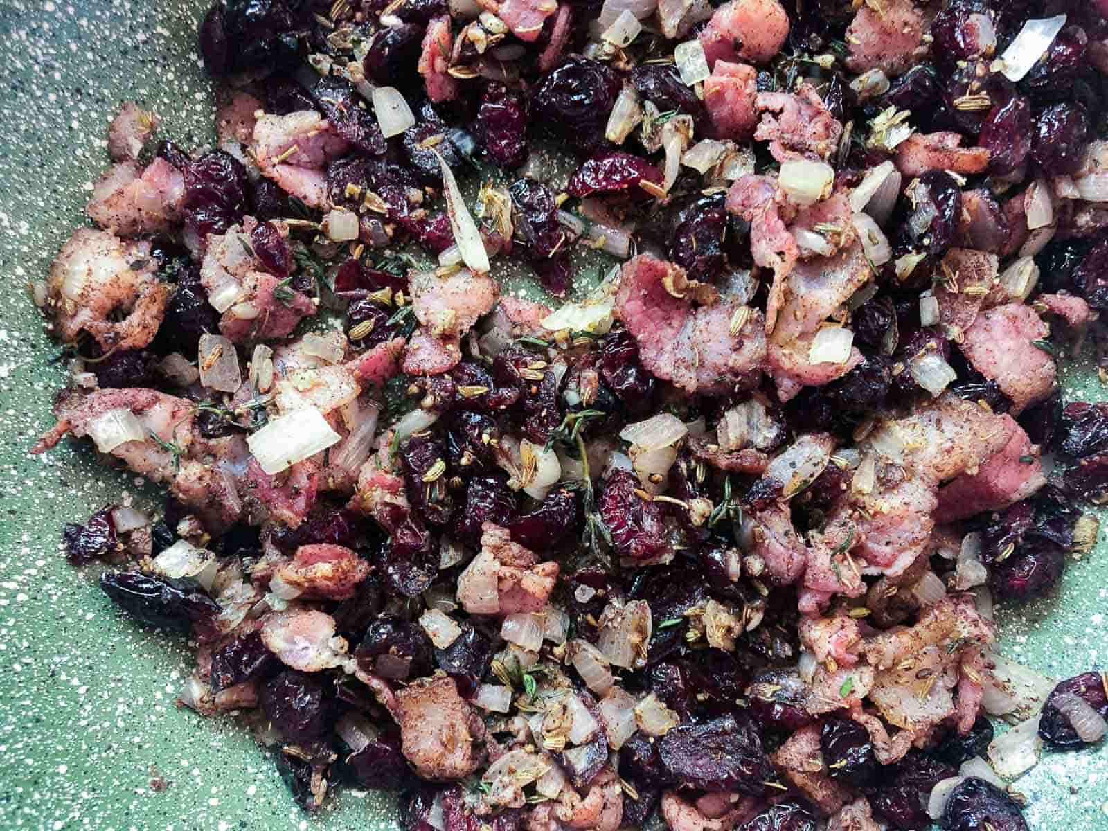 A cooked spiced cranberry stuffing for pork.