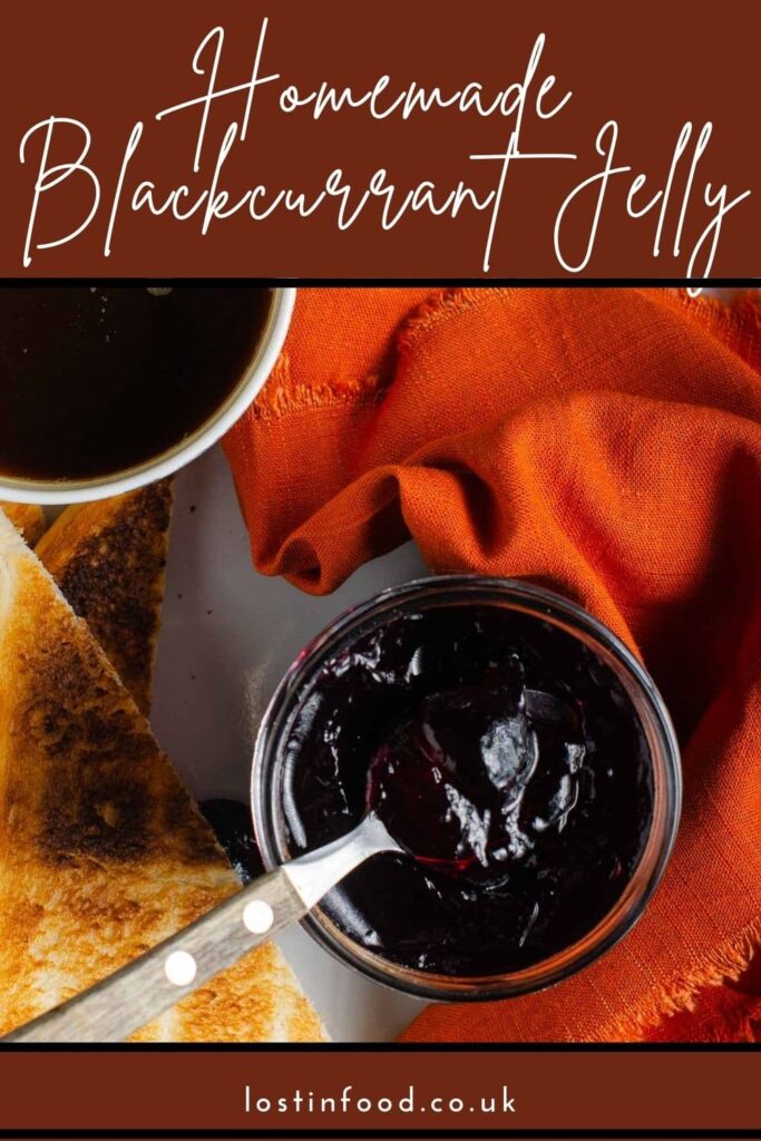 A pinterest graphic for blackcurrant jelly.