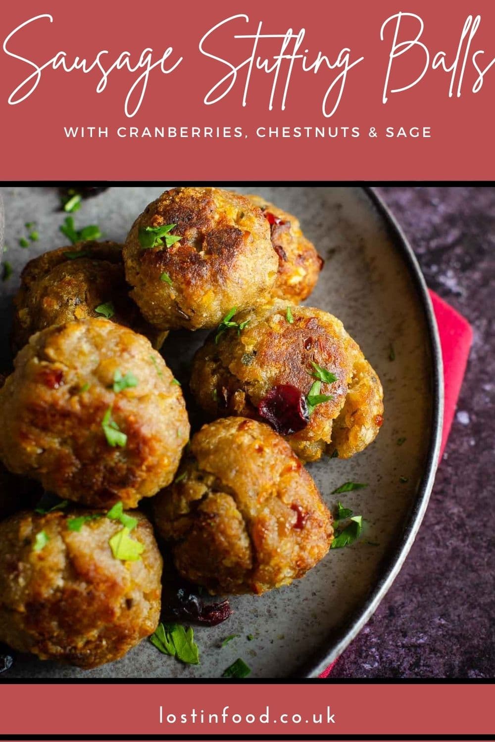 easy sausagemeat stuffing balls with cranberry, chestnut & sage Lost