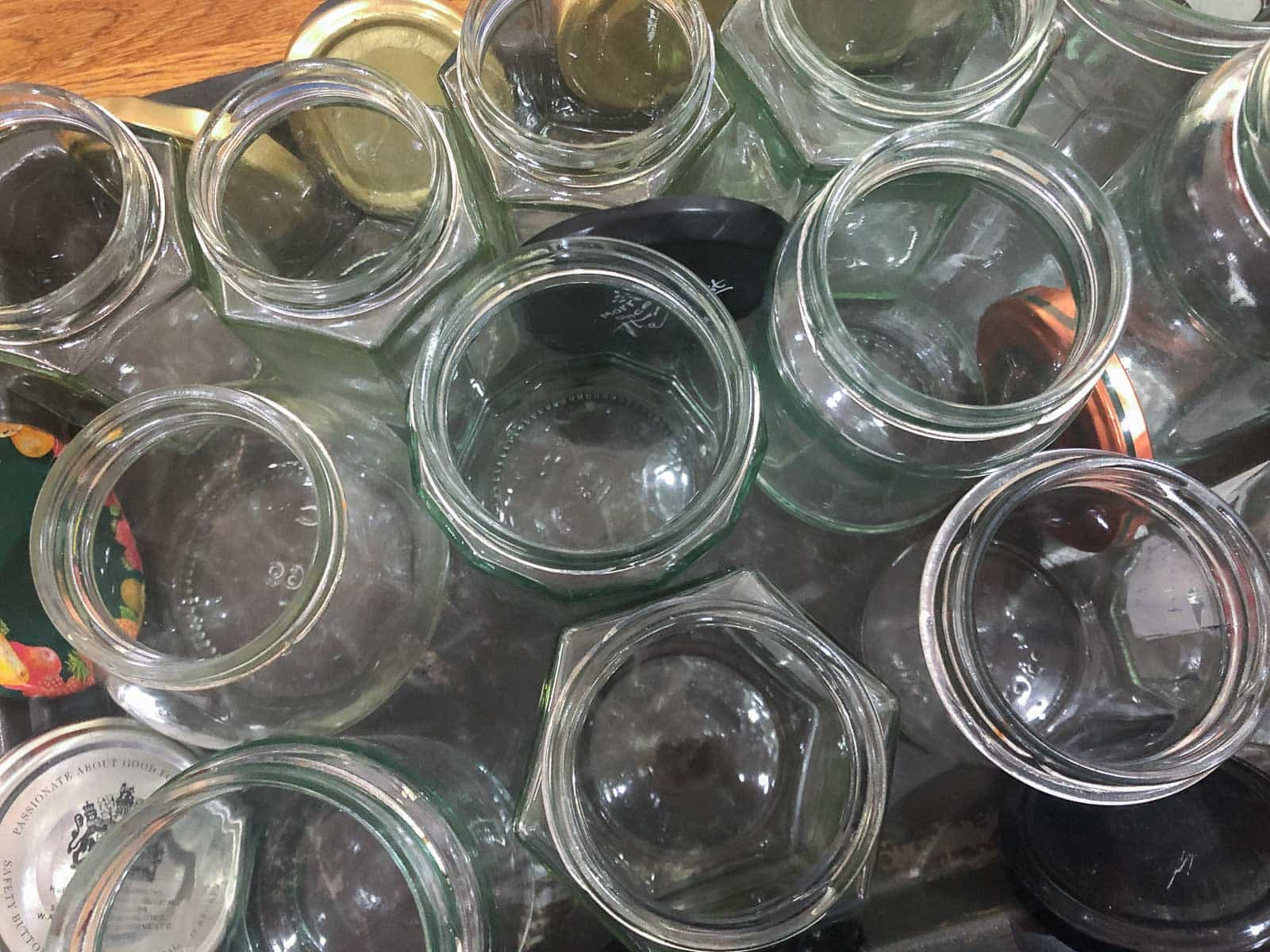 Sterilised jam jars.