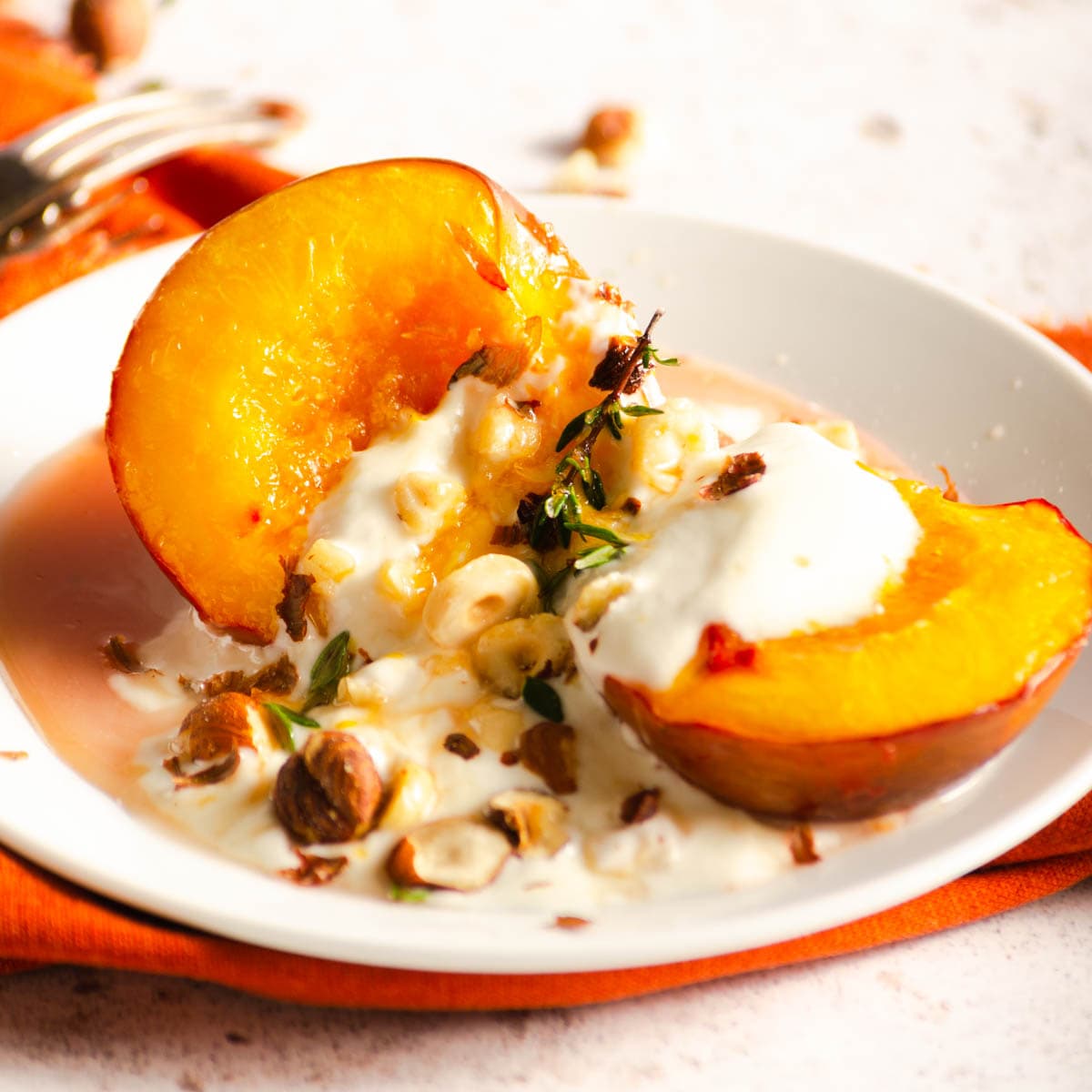baked nectarines with hazelnuts & yogurt Lost in Food