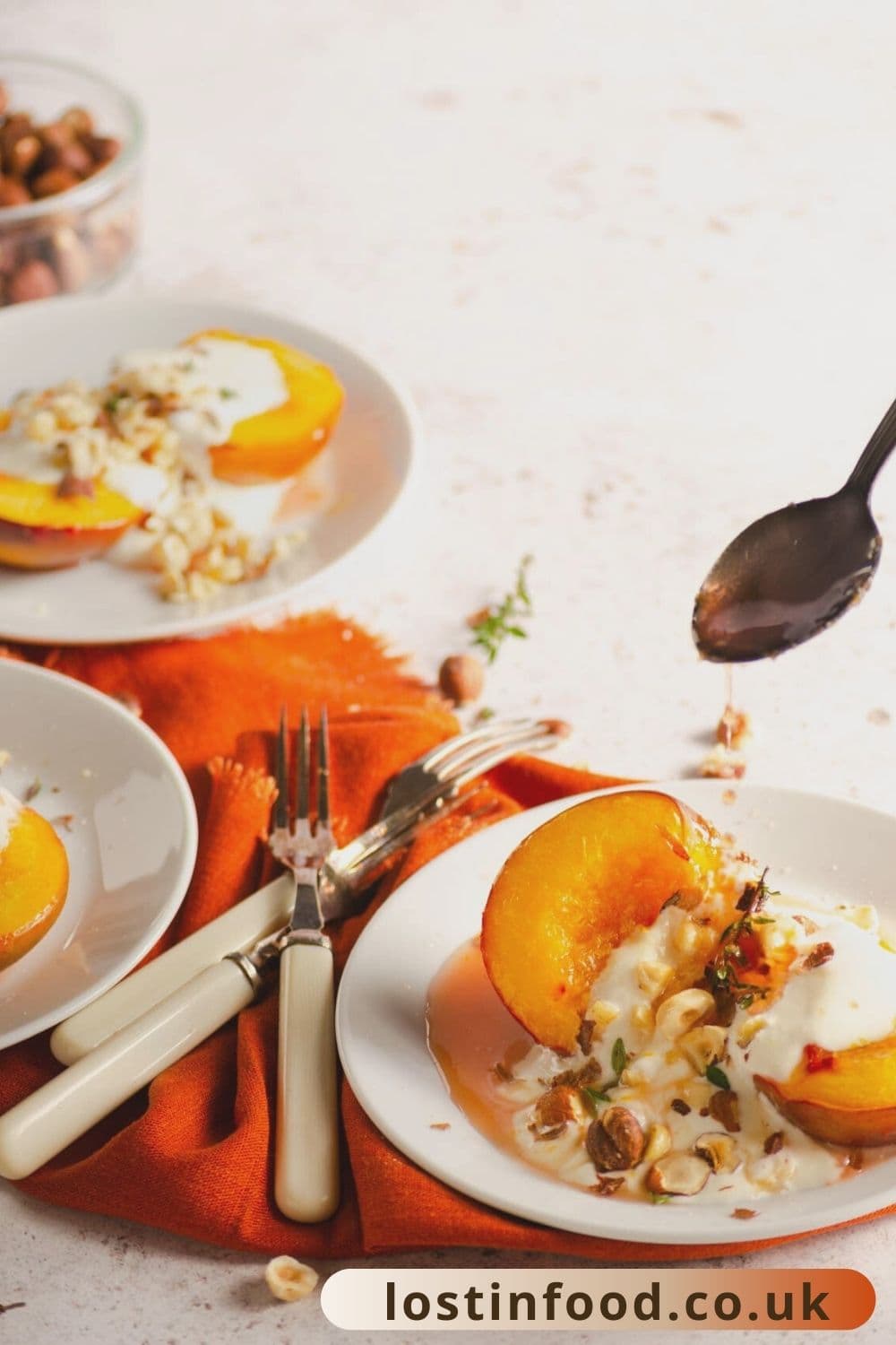 baked nectarines with hazelnuts & yogurt Lost in Food