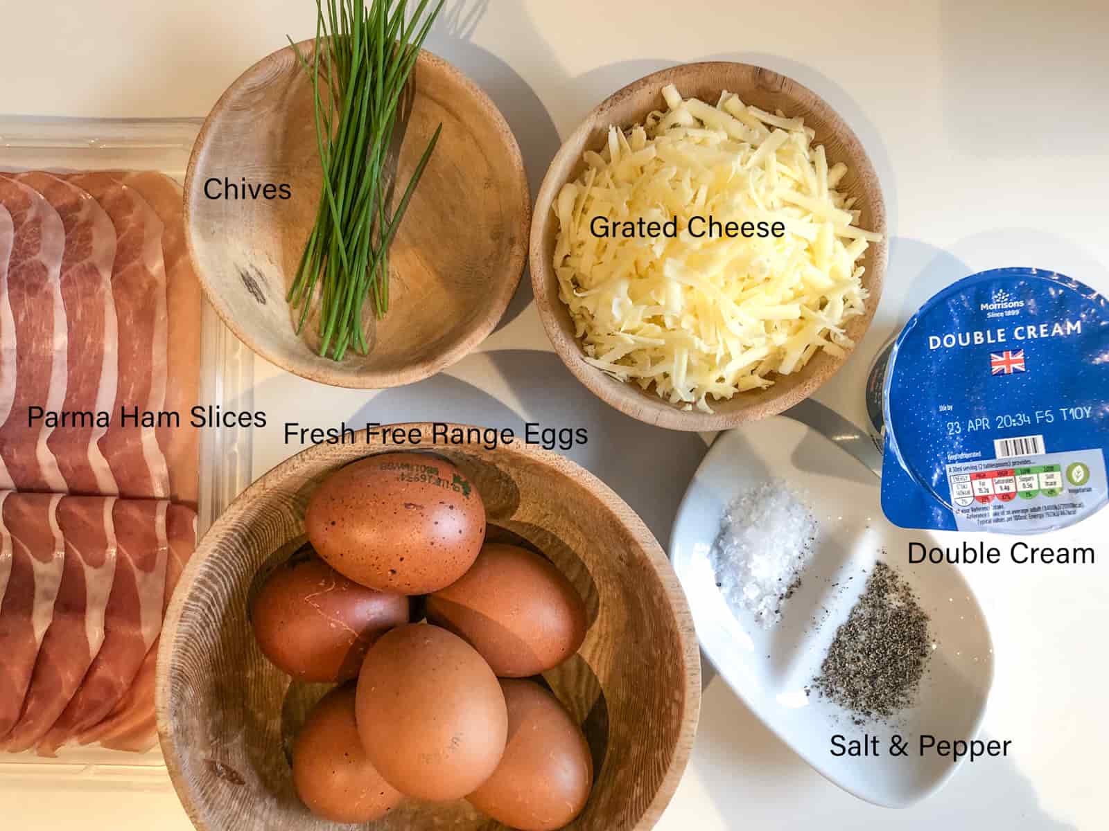 Ingredients for bacon and egg muffin cups.