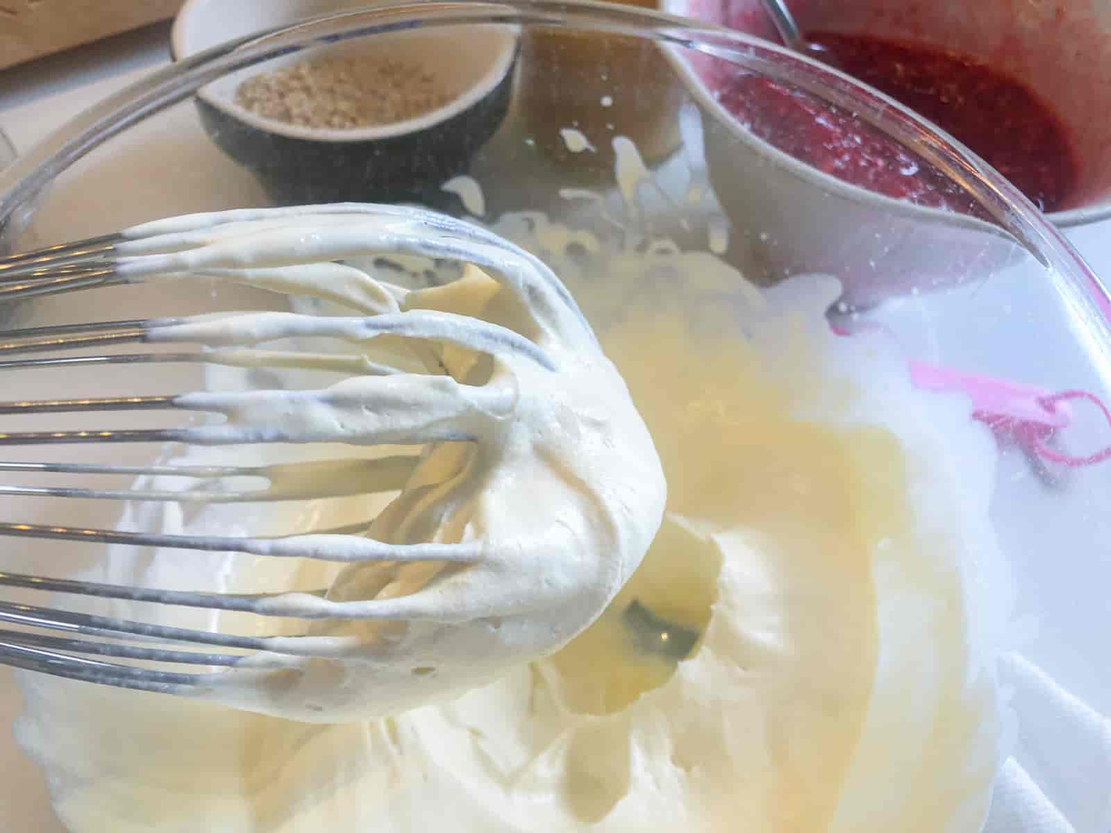 Double cream whipped to a soft peak stage.