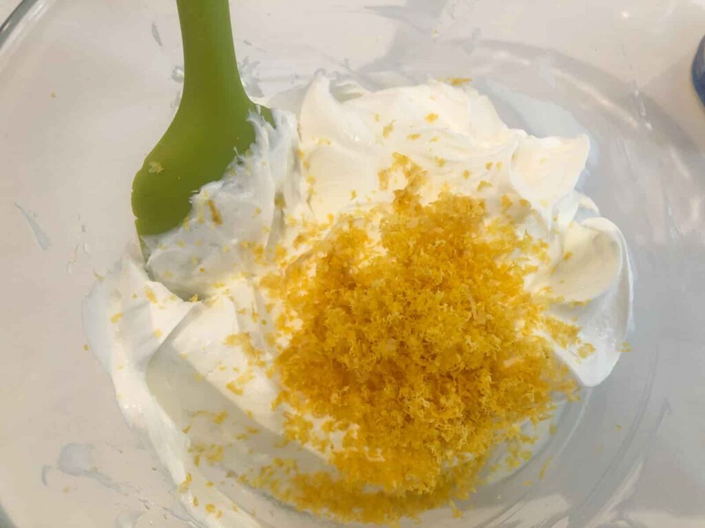 Marscapone cream with lemon zest and juice.