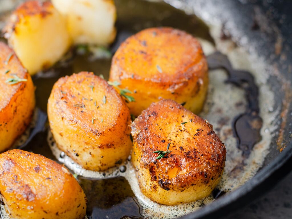 easy fondant potatoes with garlic & thyme butter Lost in Food