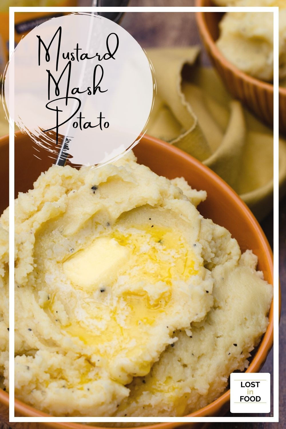A pinterest graphic for mustard mashed potato.