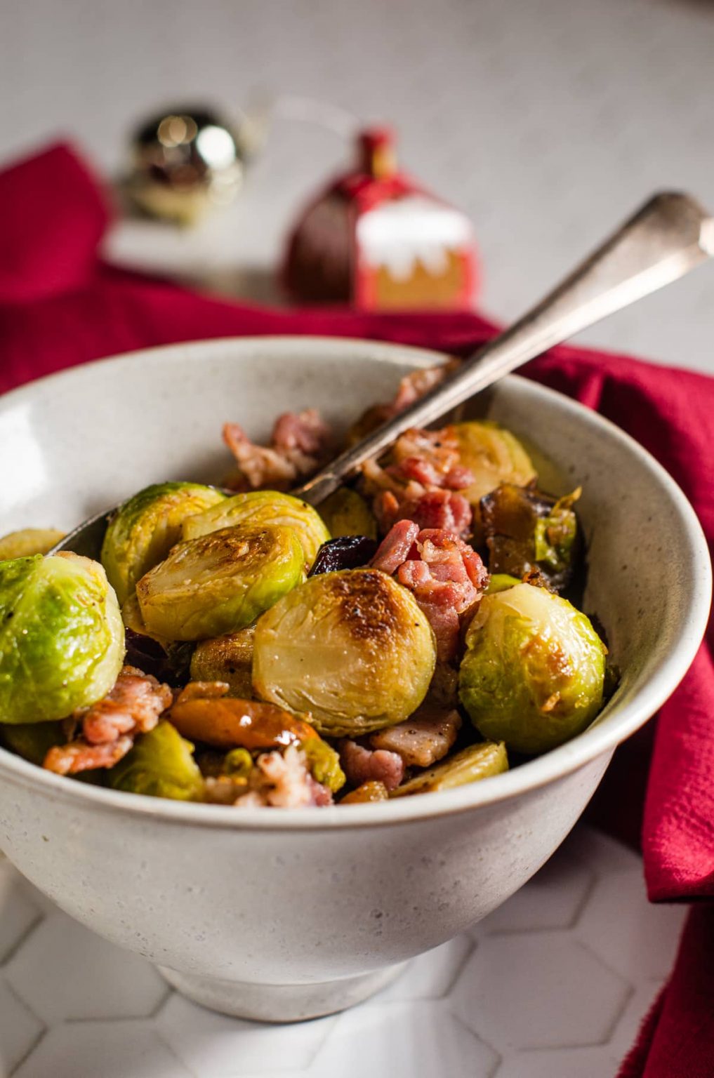 Roasted Brussels Sprouts with Bacon & Chestnuts Lost in Food