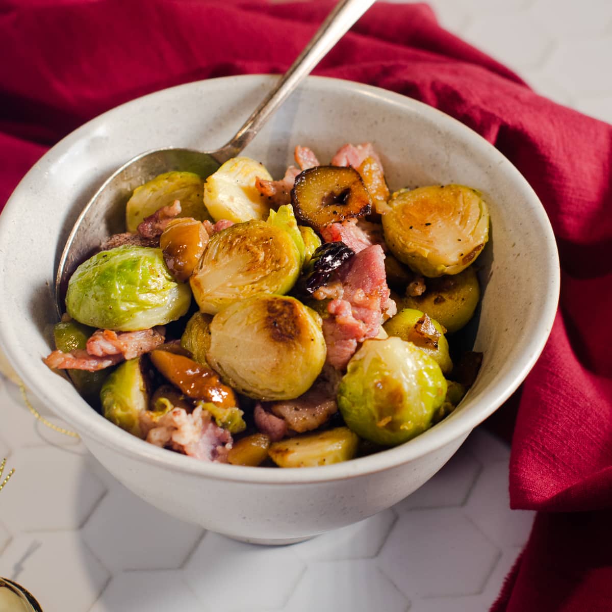 Roasted Brussels Sprouts with Bacon & Chestnuts Lost in Food