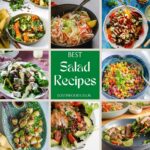 A collage of salad recipe images.