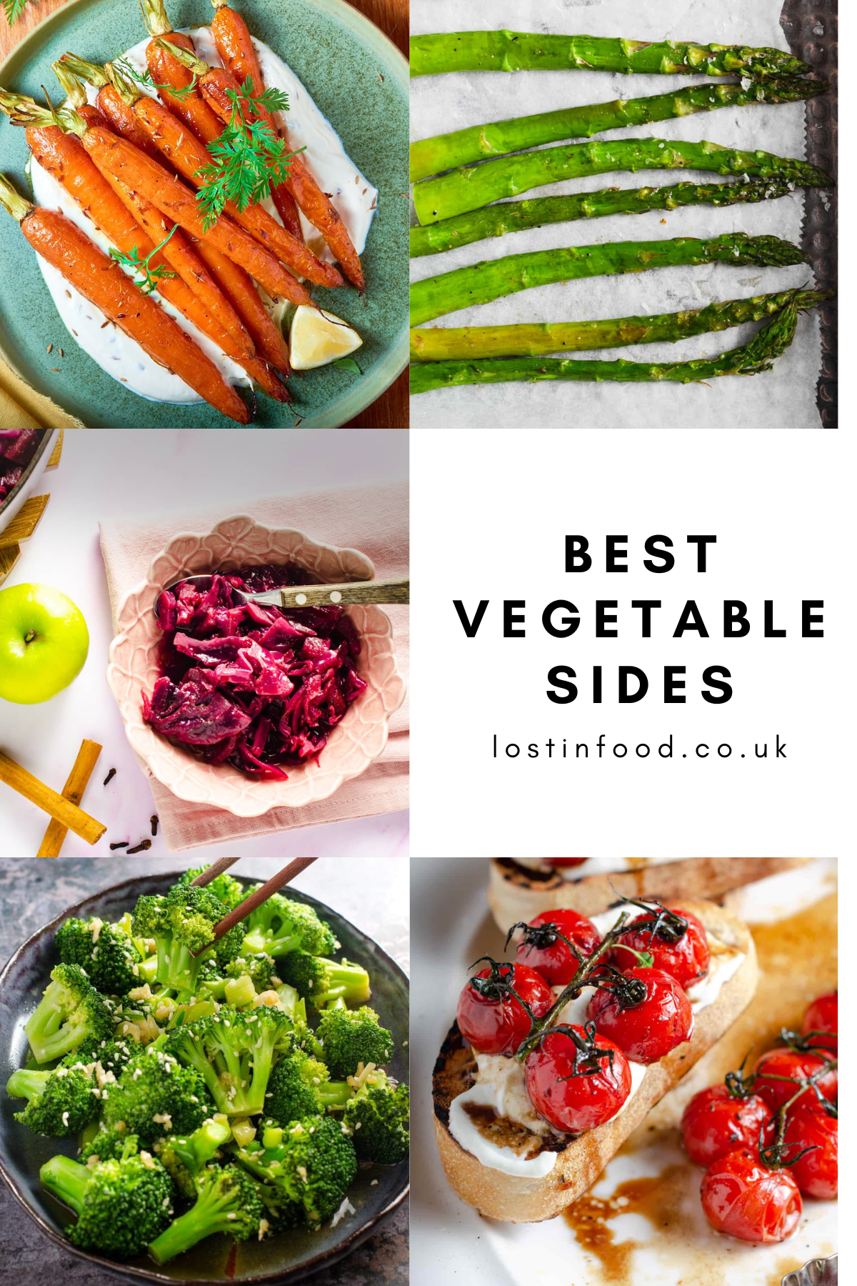 collage titled best vegetable side with 5 photos of vegetable dishes