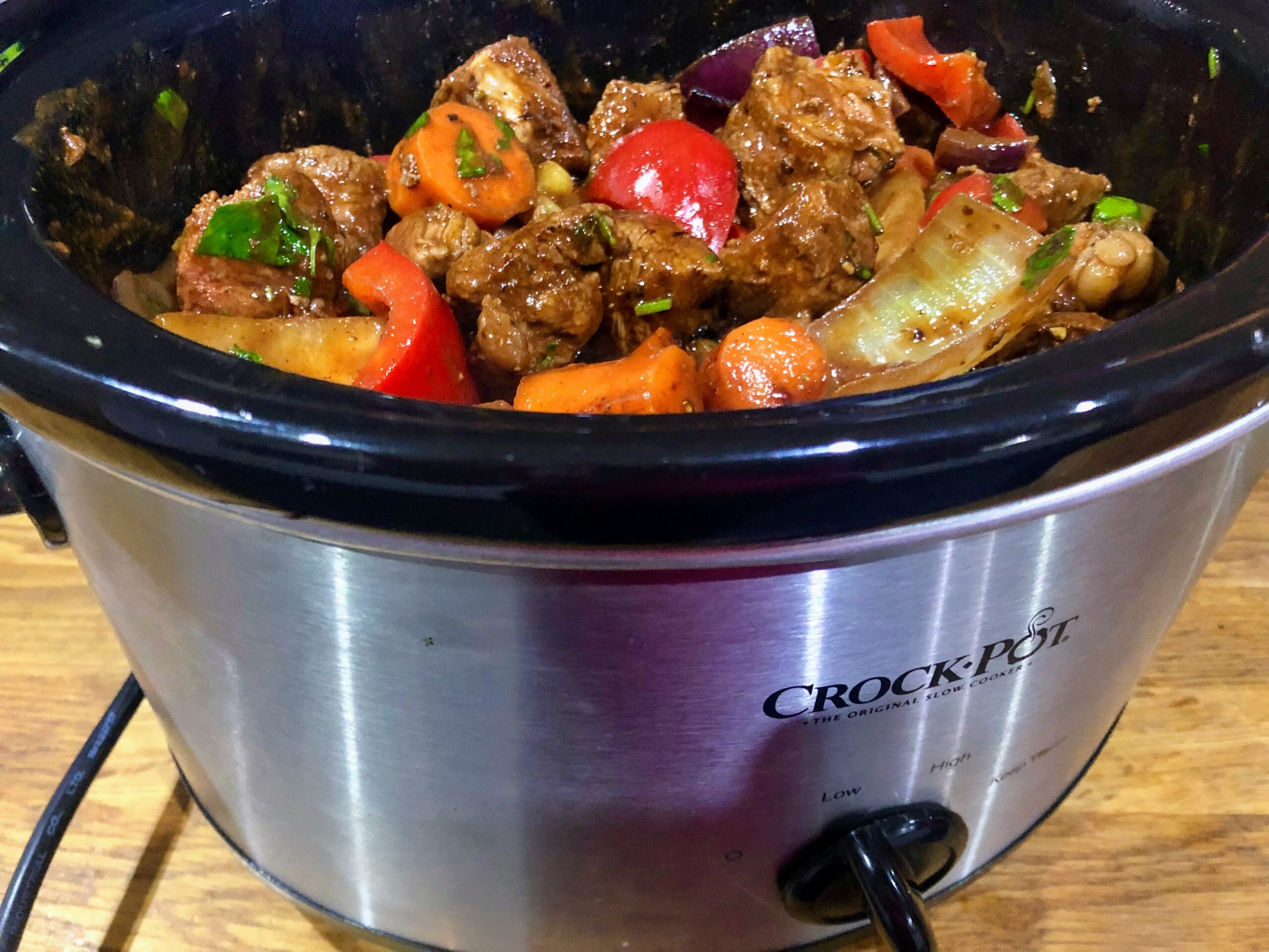 Crockpot filled with paprika beef