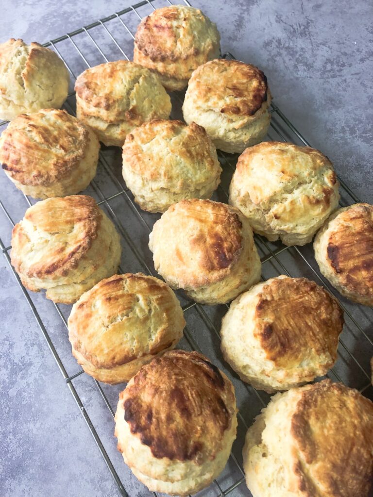buttermilk scones on a wire cooling rack