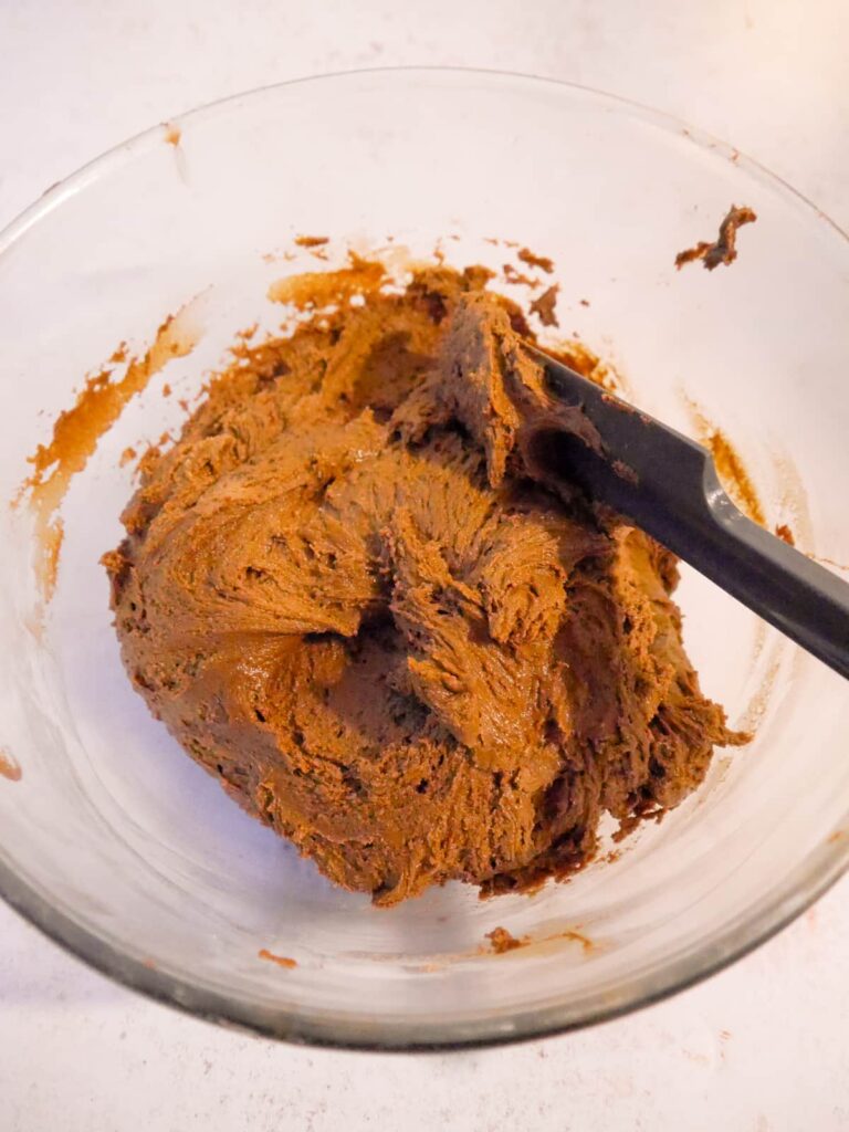 A bowl of spiced Christmas cookie dough.