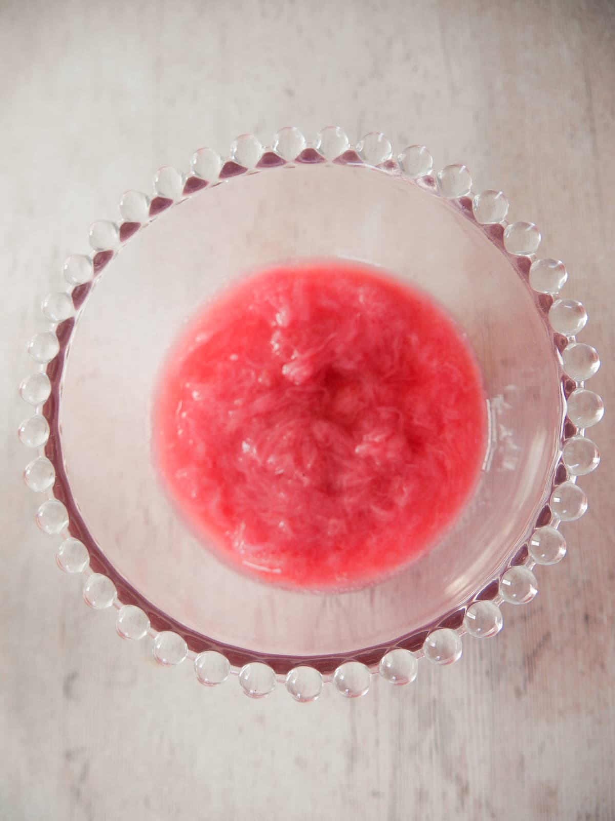 A bowl of stewed rhubarb.