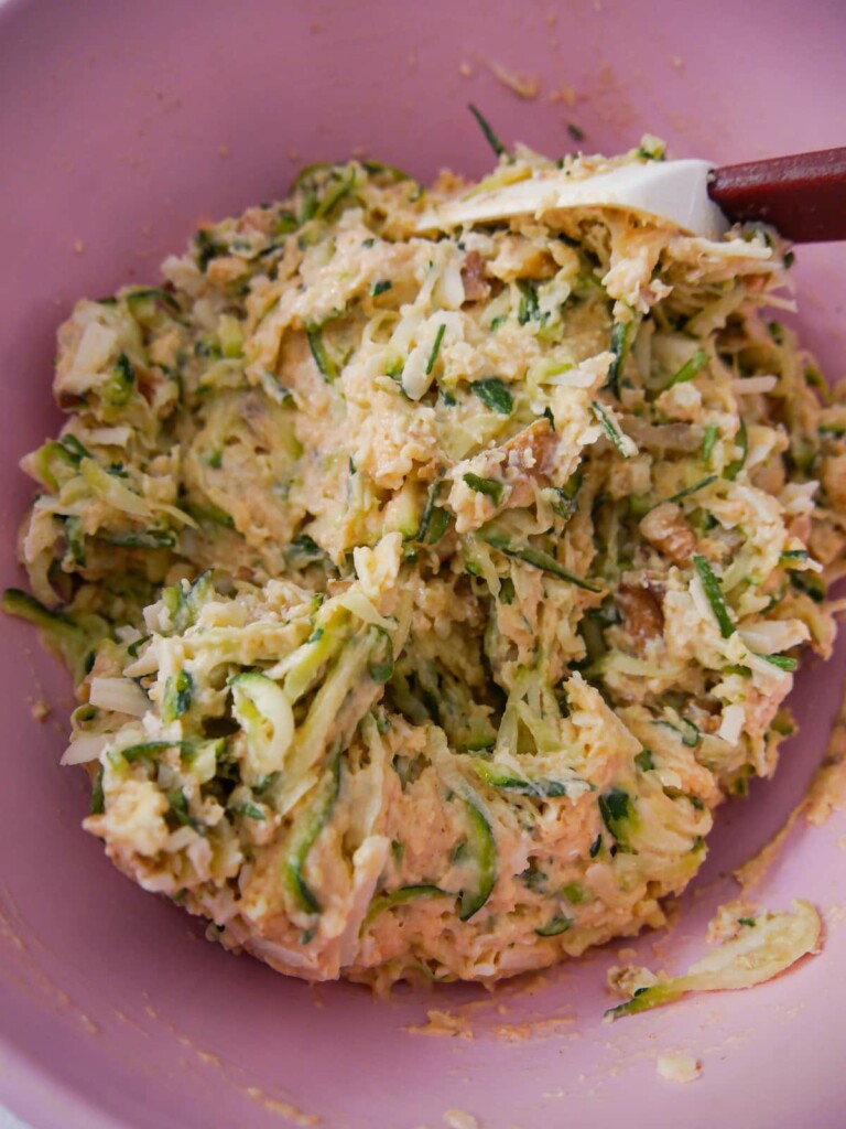 A ball of combined courgette and cheese bread dough.