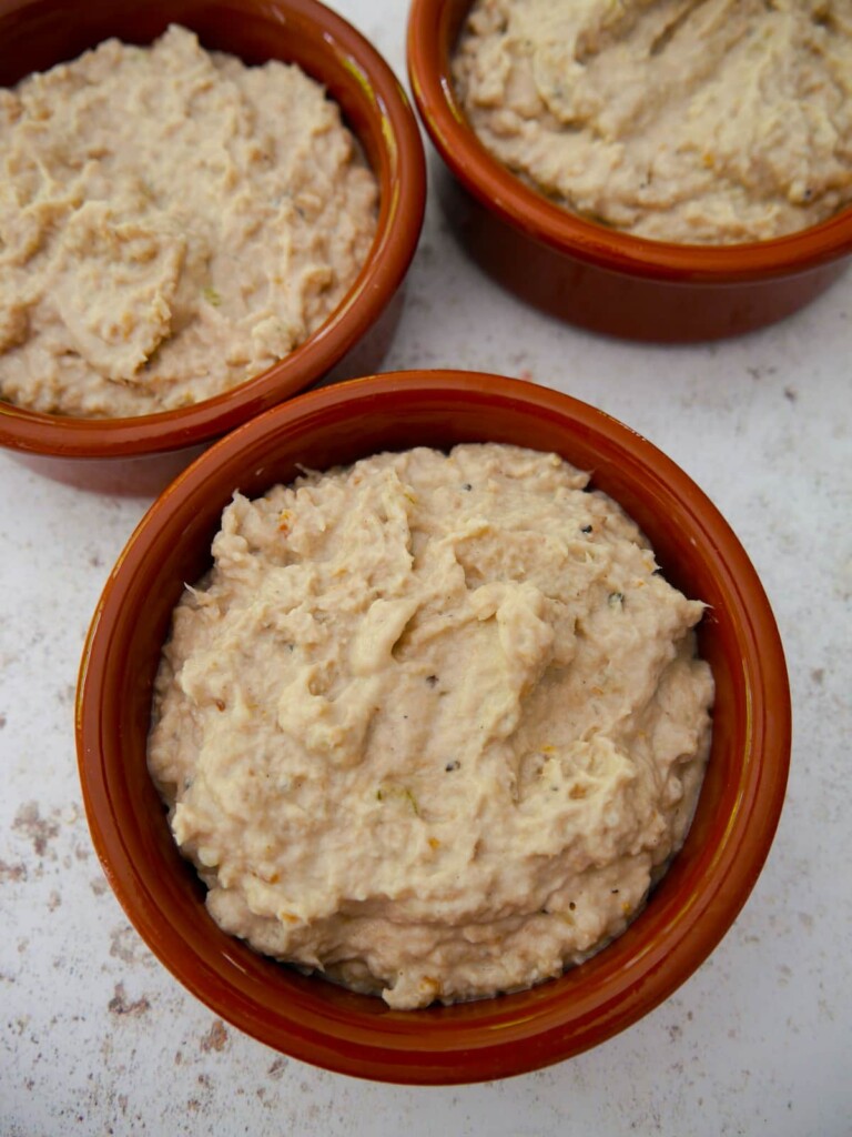 3 bowls of smoked mackerel pate.