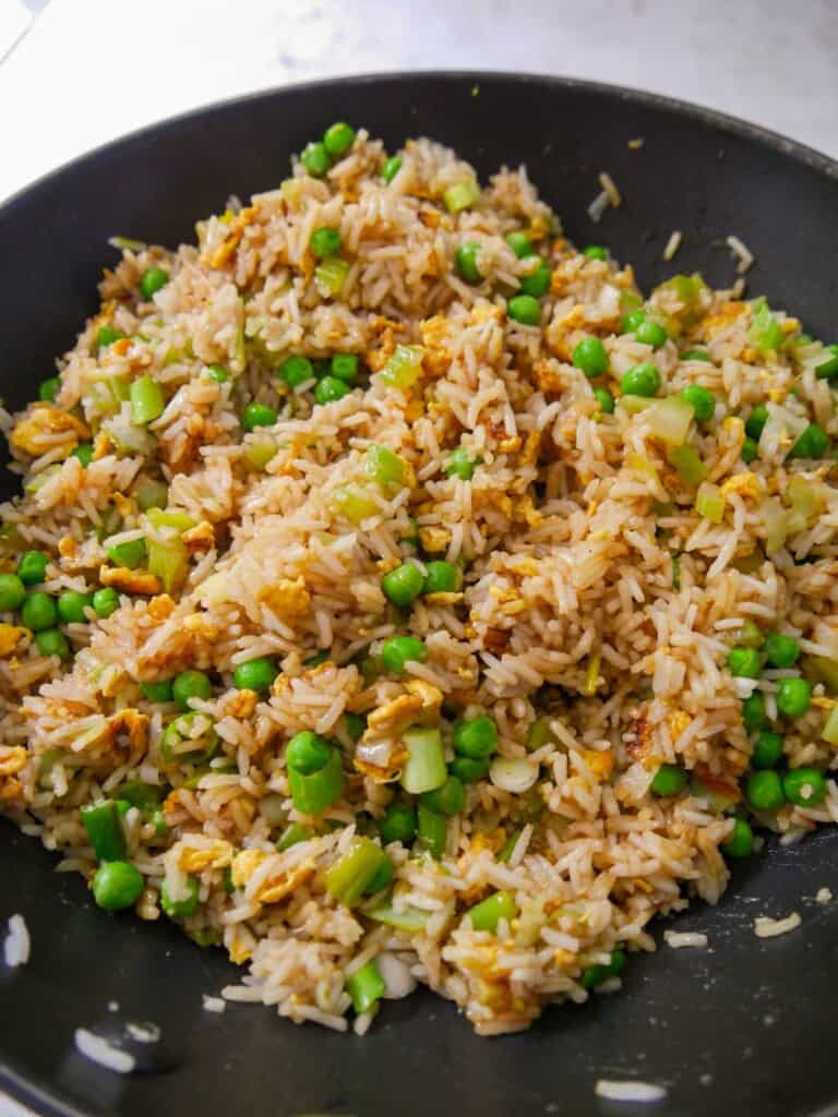 A wok of egg fried rice.